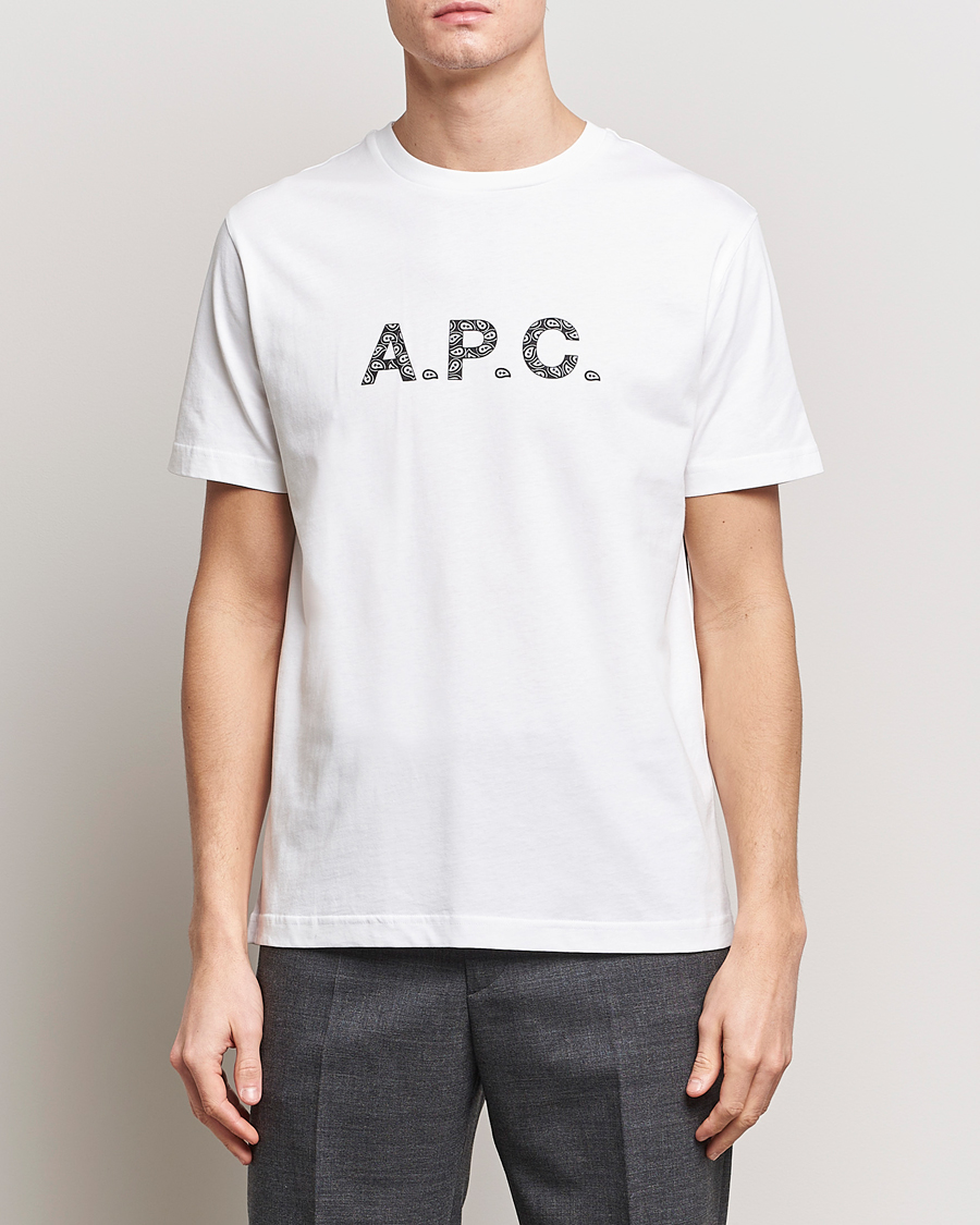 Heren | Loyaliteitsaanbieding | A.P.C. | Paisley Logo Crew Neck T-Shirt White