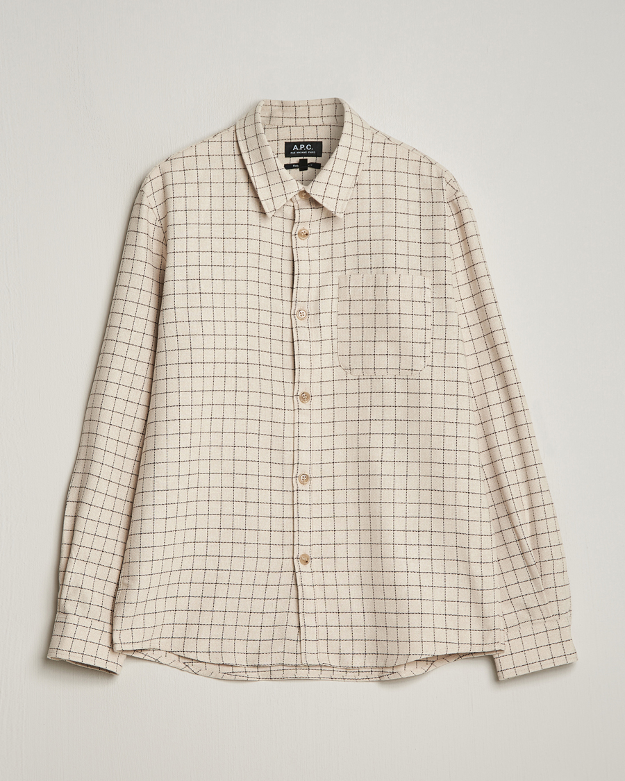 Heren | Overhemden | A.P.C. | Trek Checked Overshirt Ecru