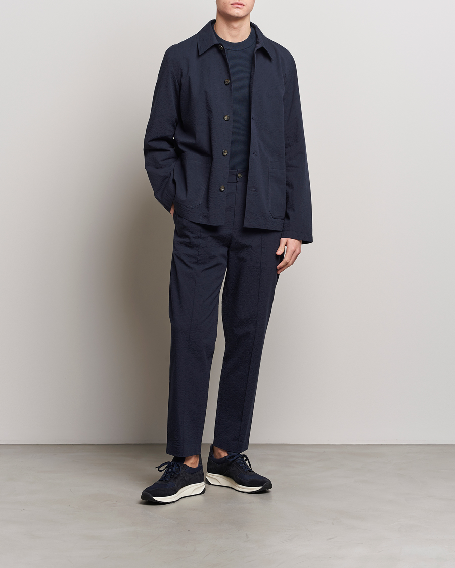 Heren | Broeken | A.P.C. | Joaquin Seersucker Drawstring Trousers Dark Navy