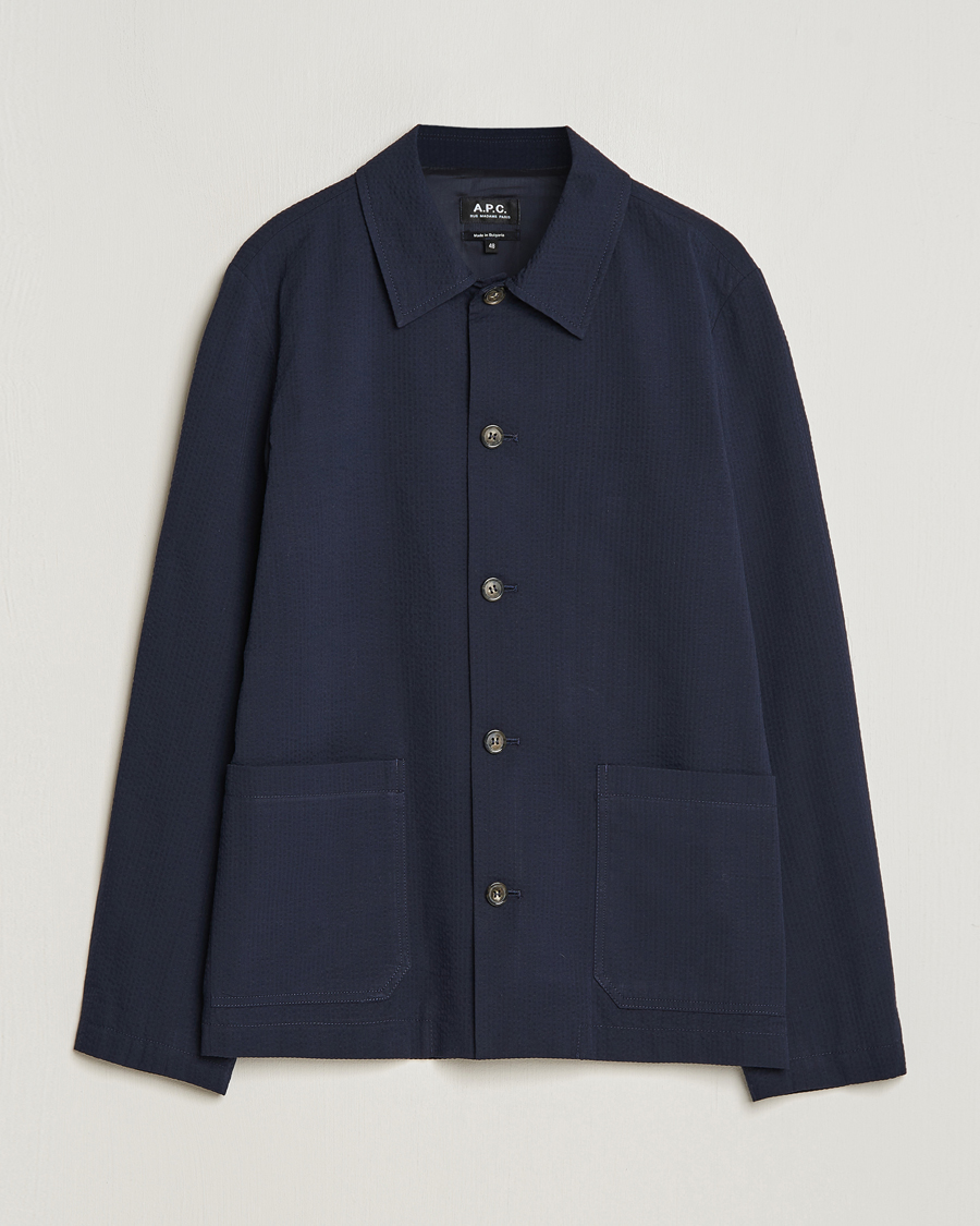 Heren | Overhemden | A.P.C. | Brest Seersucker Overshirt Dark Navy