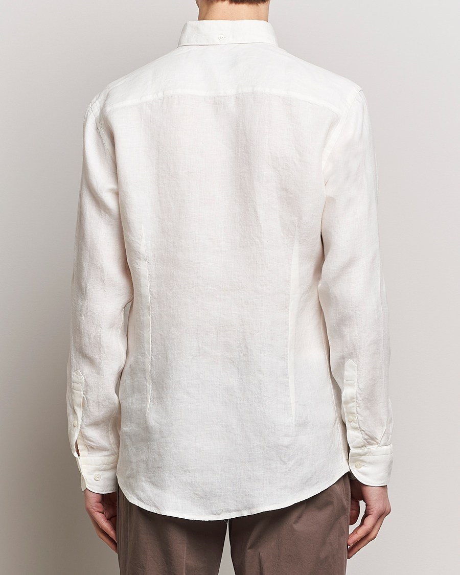 Heren | Overhemden | Eton | Slim Fit Linen Button Down Shirt White