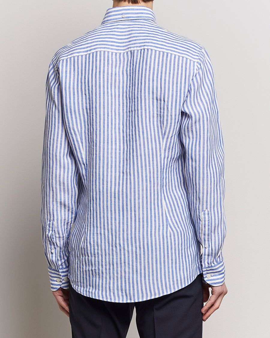 Heren | Overhemden | Eton | Slim Fit Striped Linen Shirt Blue/White