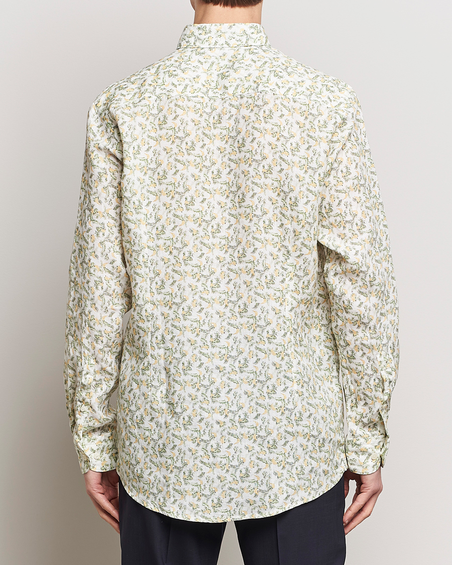 Heren | Overhemden | Eton | Contemporary Fit Printed Linen Shirt Green Banana