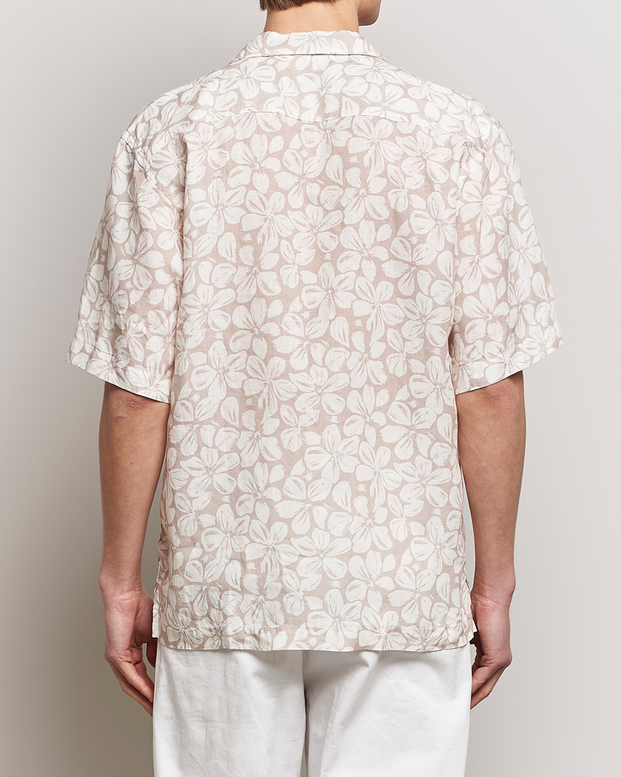 Heren | Overhemden | Eton | Printed Floral Linen Resort Shirt Beige