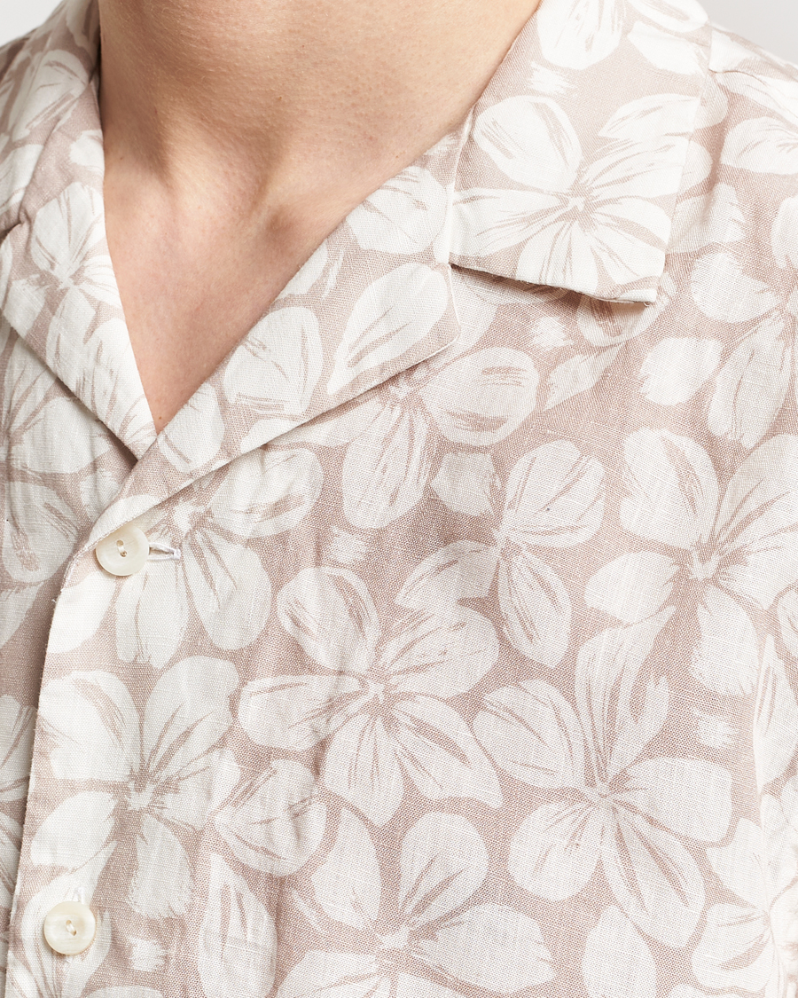 Heren | Overhemden | Eton | Printed Floral Linen Resort Shirt Beige