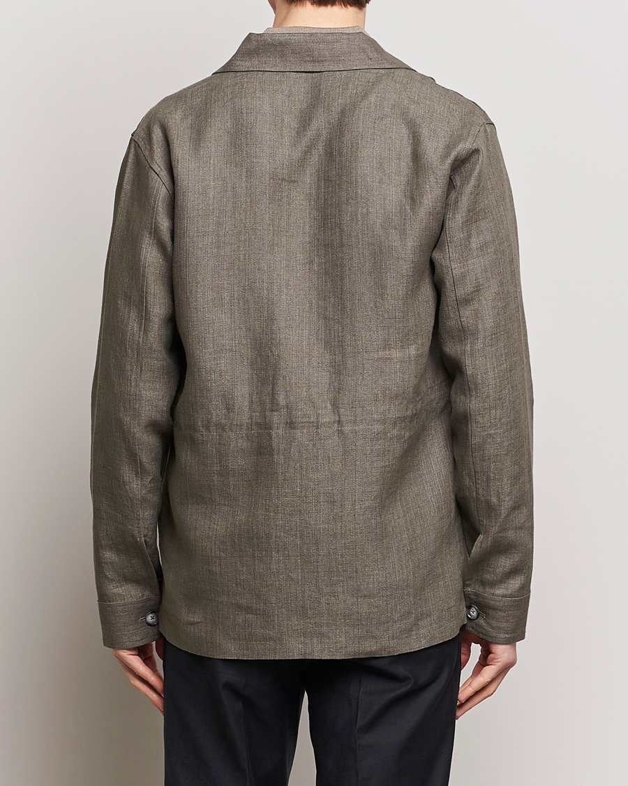 Heren | Jassen | Eton | Heavy Linen Drawstring Field Jacket Dark Green