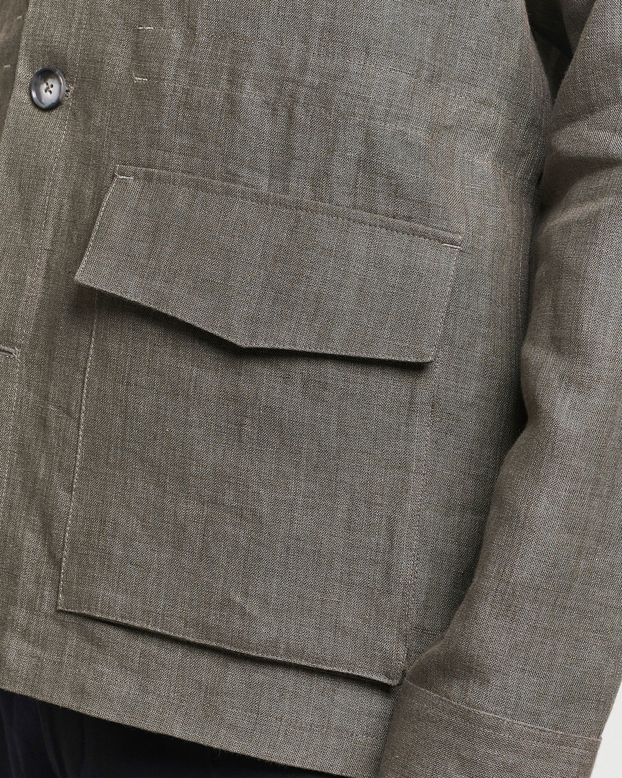 Heren | Jassen | Eton | Heavy Linen Drawstring Field Jacket Dark Green