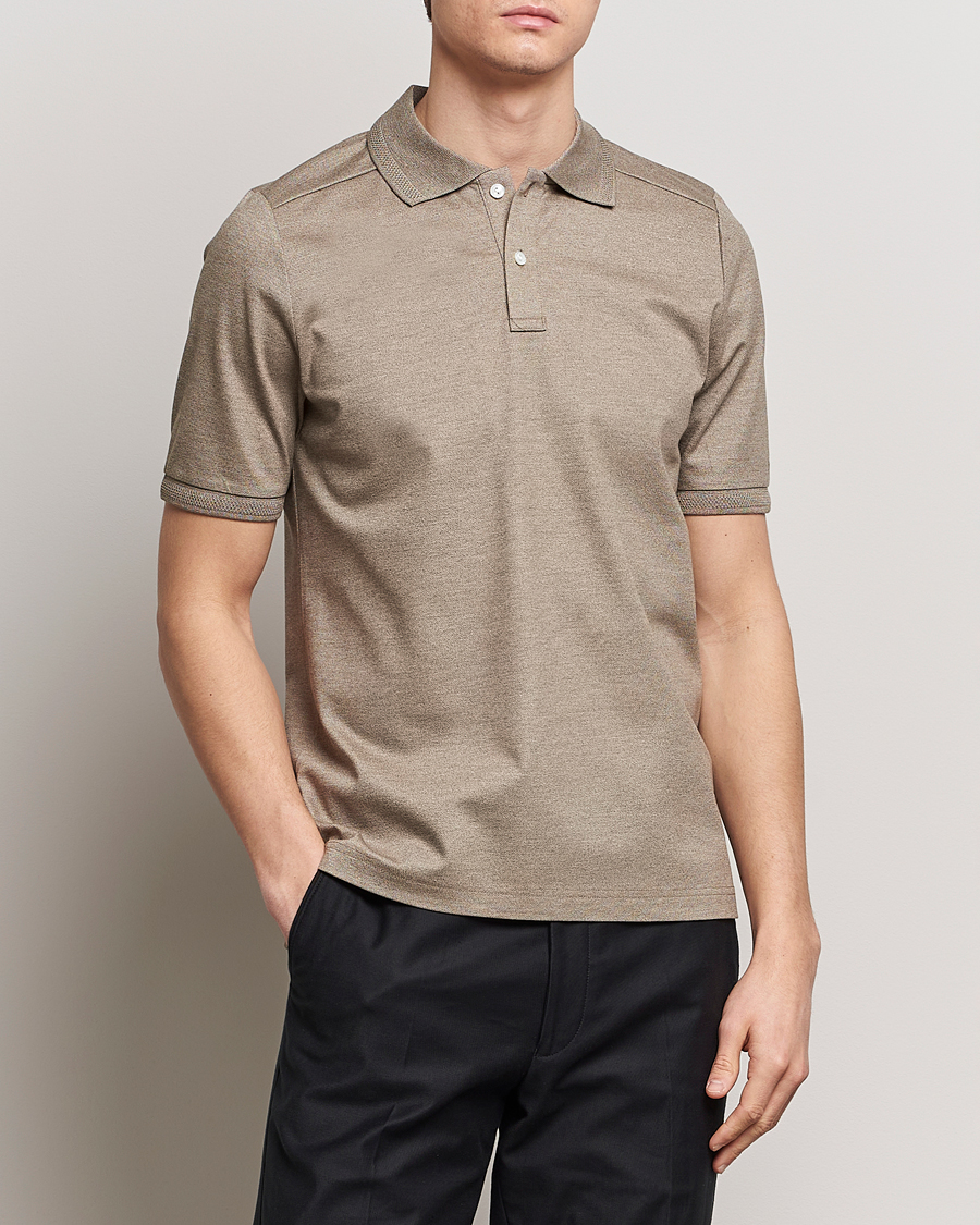 Heren | Poloshirts met korte mouwen | Eton | Pique Polo Shirt Beige