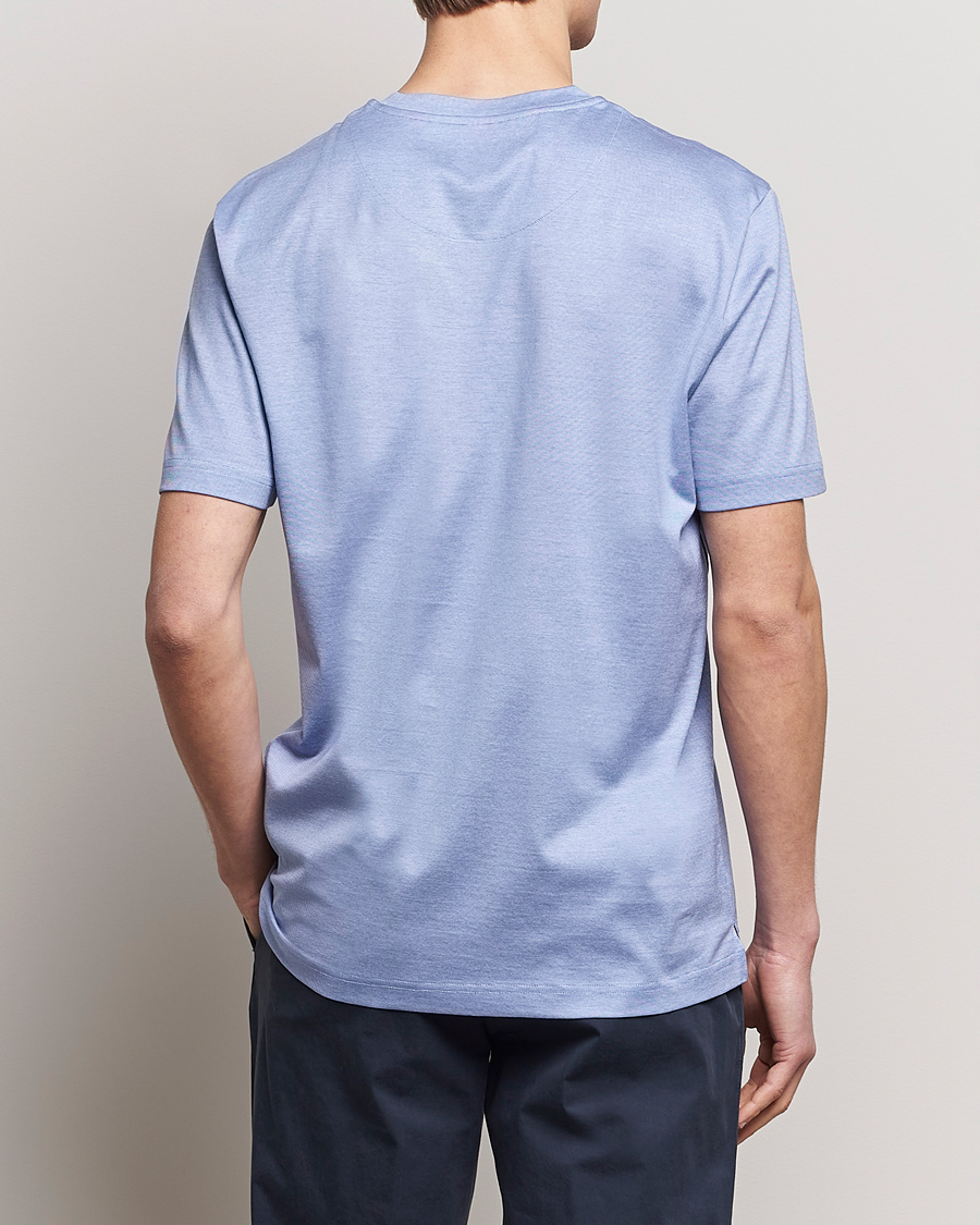 Heren | T-shirts | Eton | Mercerized Jersey Crew Neck T-Shirt Mid Blue
