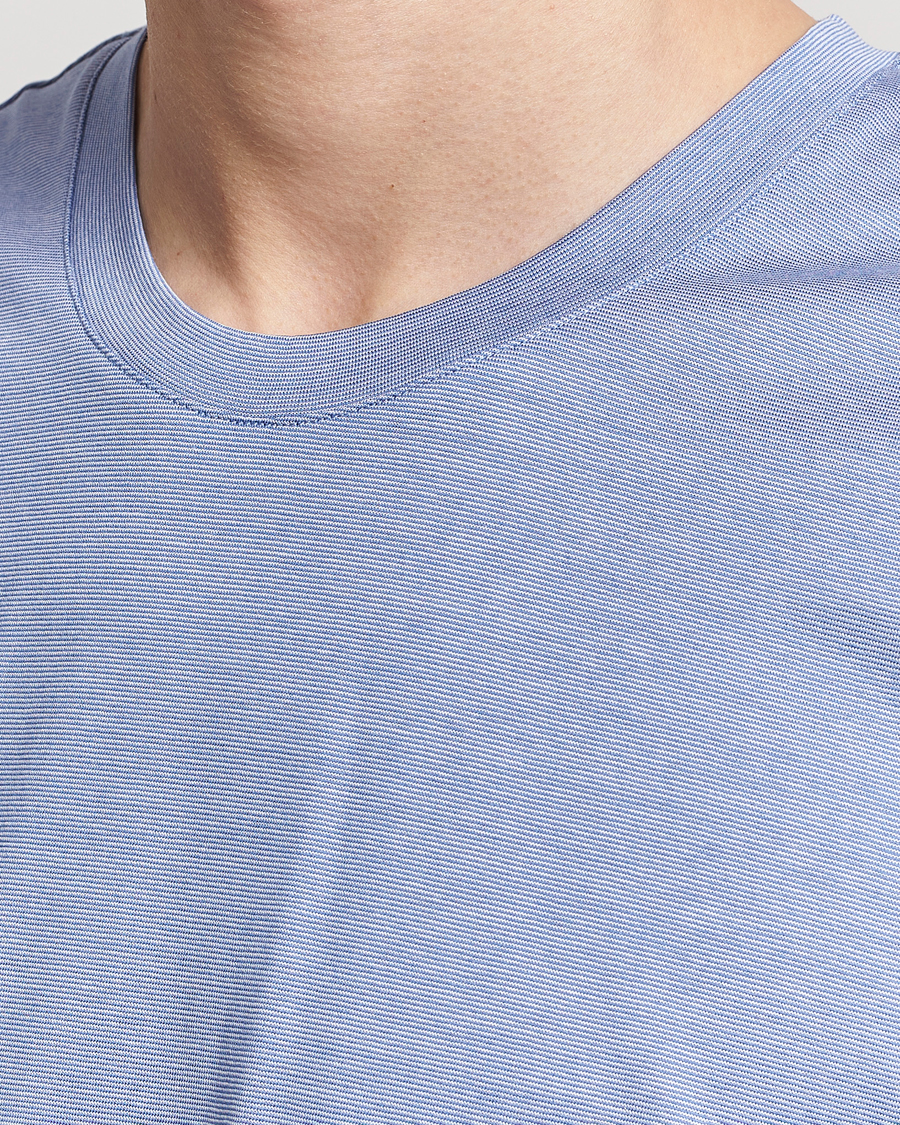 Heren | T-shirts | Eton | Mercerized Jersey Crew Neck T-Shirt Mid Blue