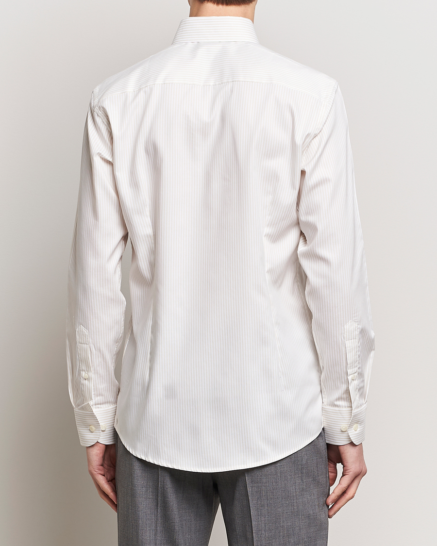 Heren | Overhemden | Eton | Slim Fit Bengal Striped Oxford Shirt Beige/White