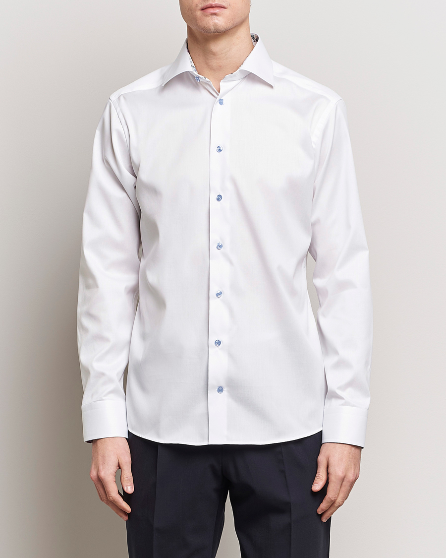Heren | Overhemden | Eton | Slim Fit Signature Twill Contrast Shirt White
