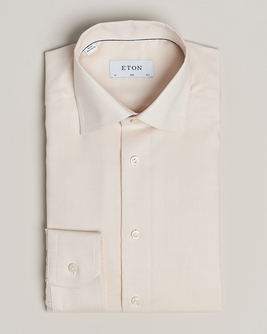 Heren | Overhemden | Eton | Slim Fit Twill Shirt Light Yellow