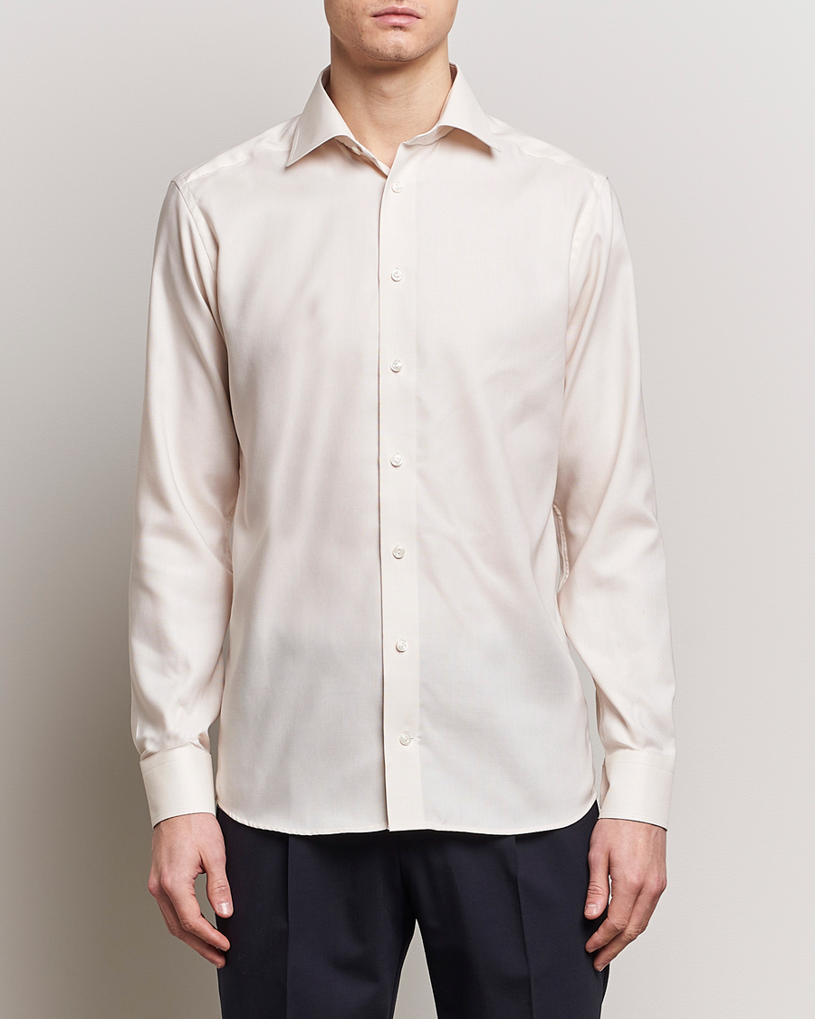 Heren | Overhemden | Eton | Slim Fit Twill Shirt Light Yellow