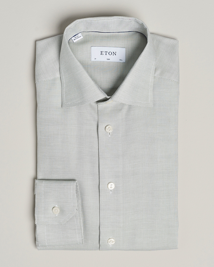 Heren | Overhemden | Eton | Slim Fit Twill Shirt Mid Green