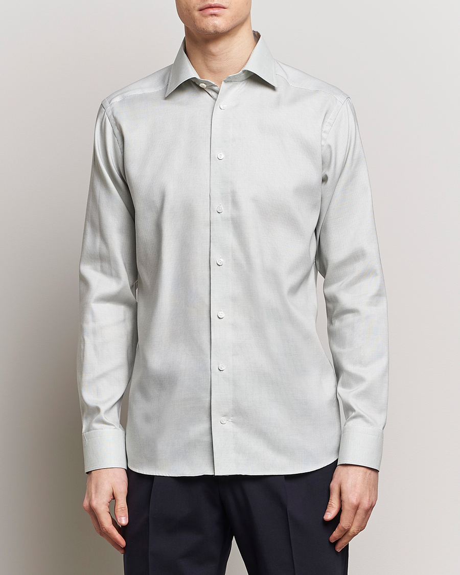 Heren | Overhemden | Eton | Slim Fit Twill Shirt Mid Green