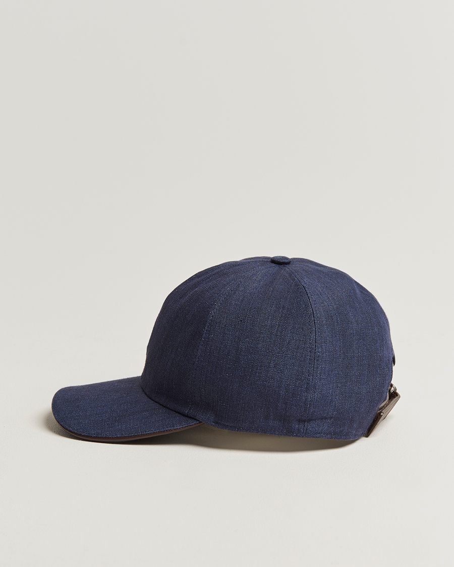 Heren |  | Eton | Solid Linen Cap Navy Blue