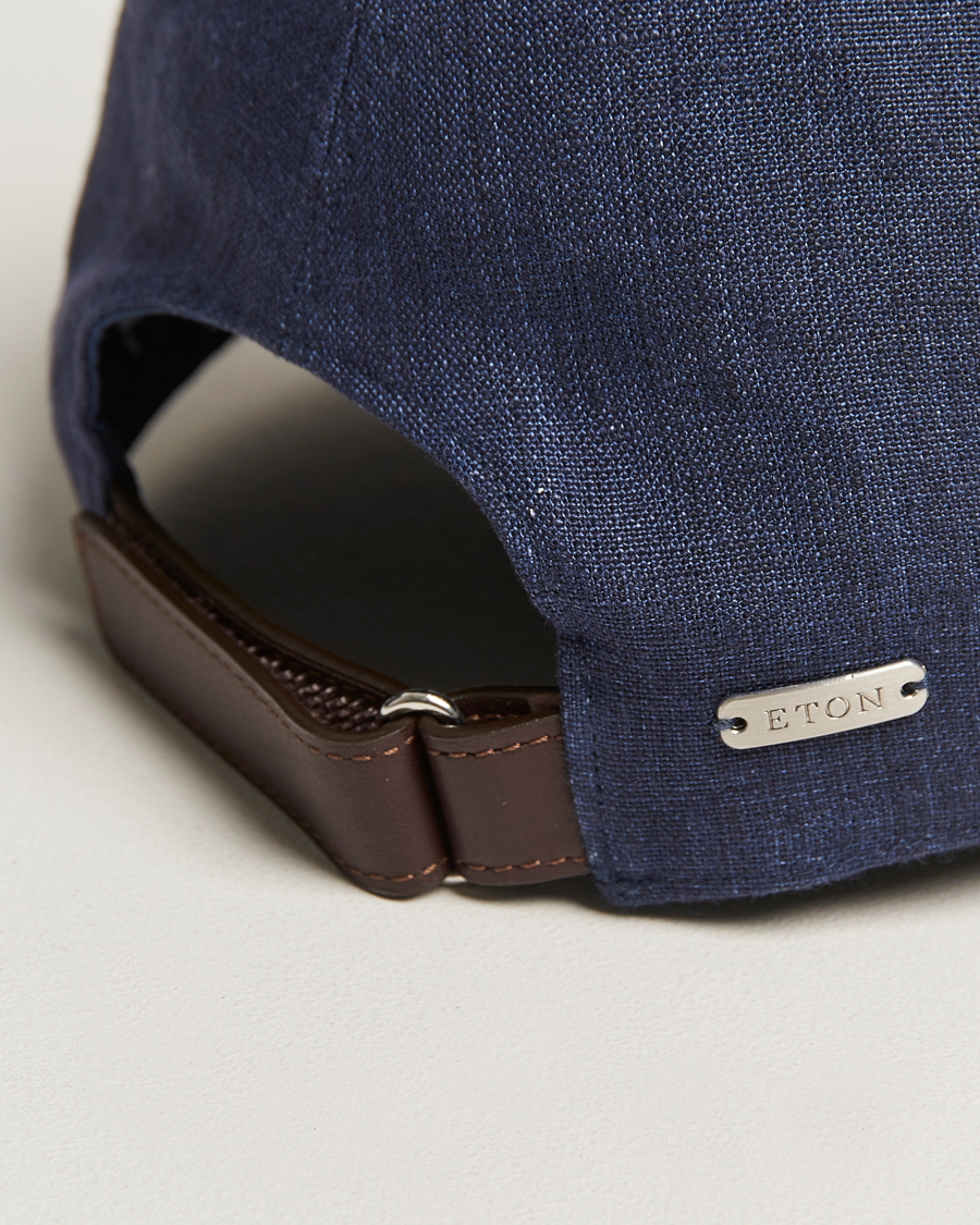 Heren | Eton Solid Linen Cap Navy Blue | Eton | Solid Linen Cap Navy Blue