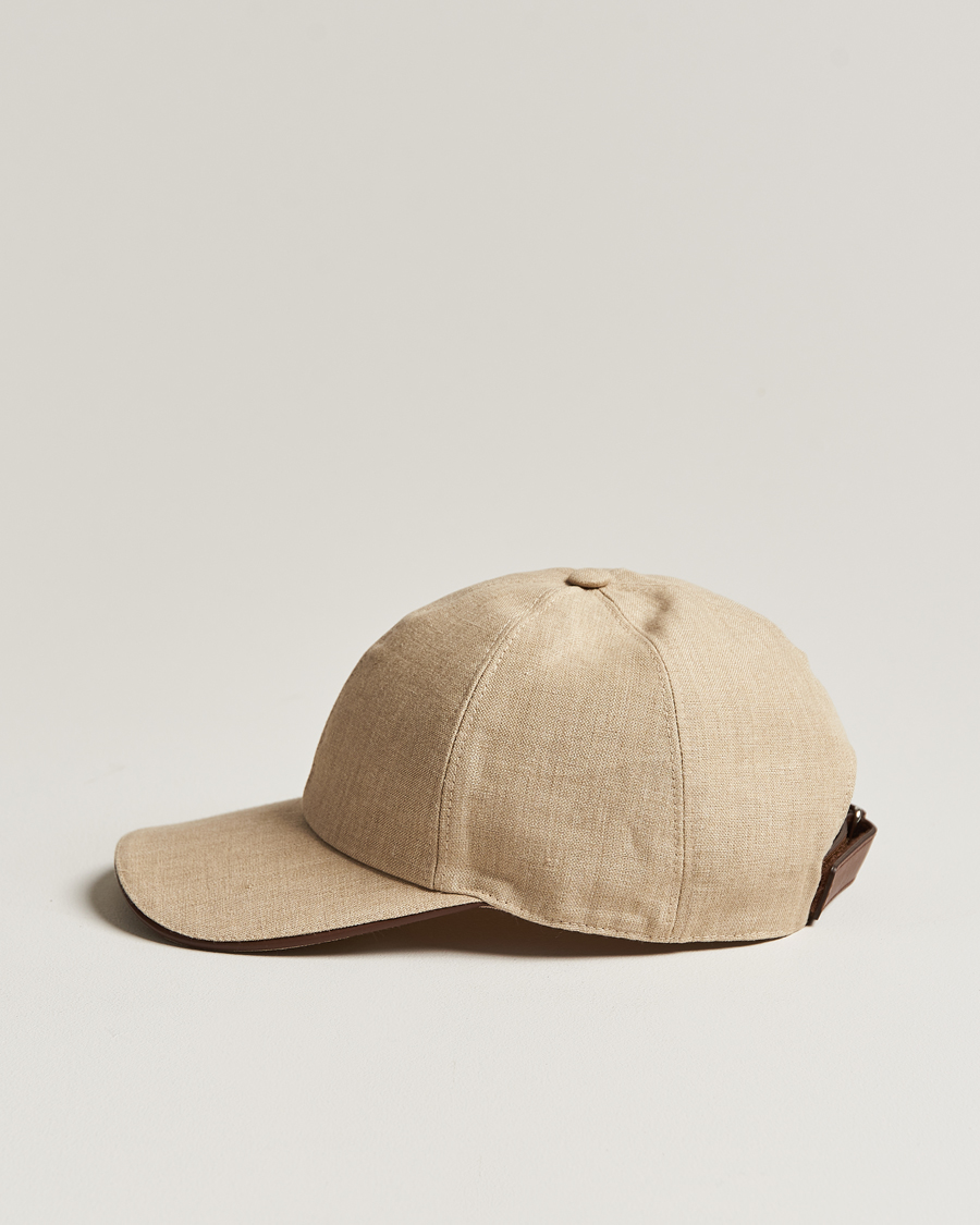 Heren | Accessoires | Eton | Solid Linen Cap Beige