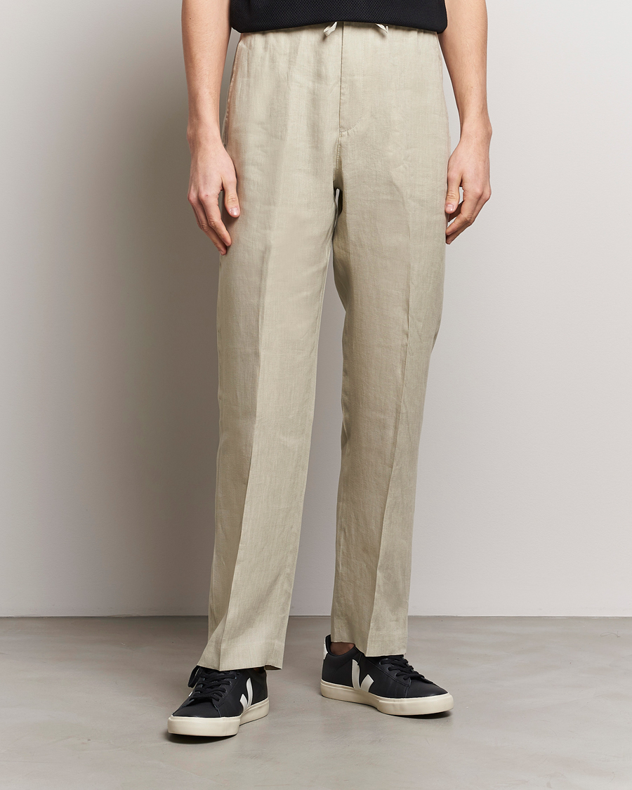 Heren | Tiger of Sweden | Tiger of Sweden | Iscove Linen Drawstring Trousers Dawn Misty