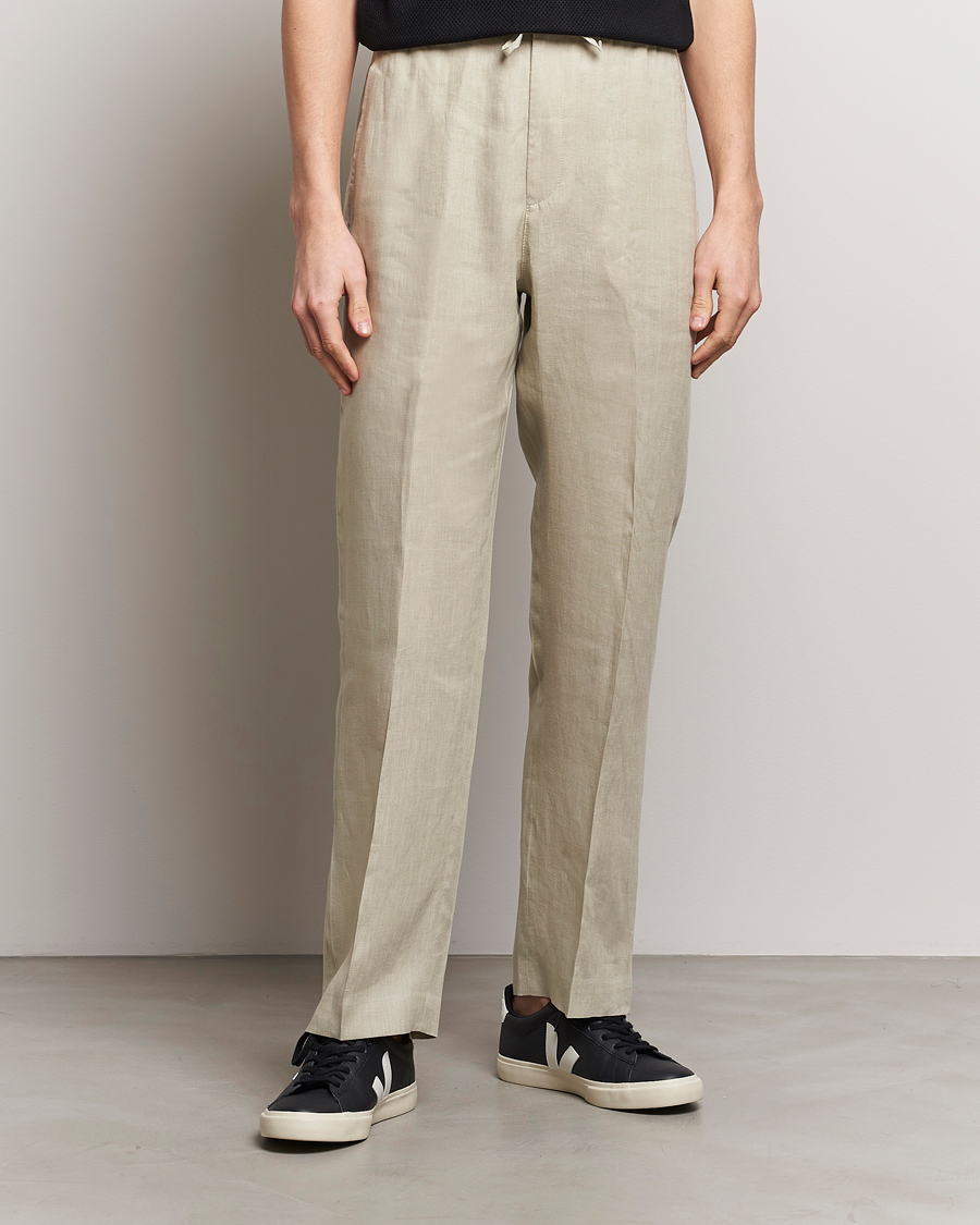 Heren | Kleding | Tiger of Sweden | Iscove Linen Drawstring Trousers Dawn Misty