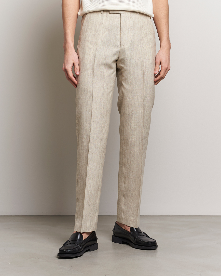 Heren | Pakbroeken | Tiger of Sweden | Tenser Wool/Linen Canvas Trousers Natural White