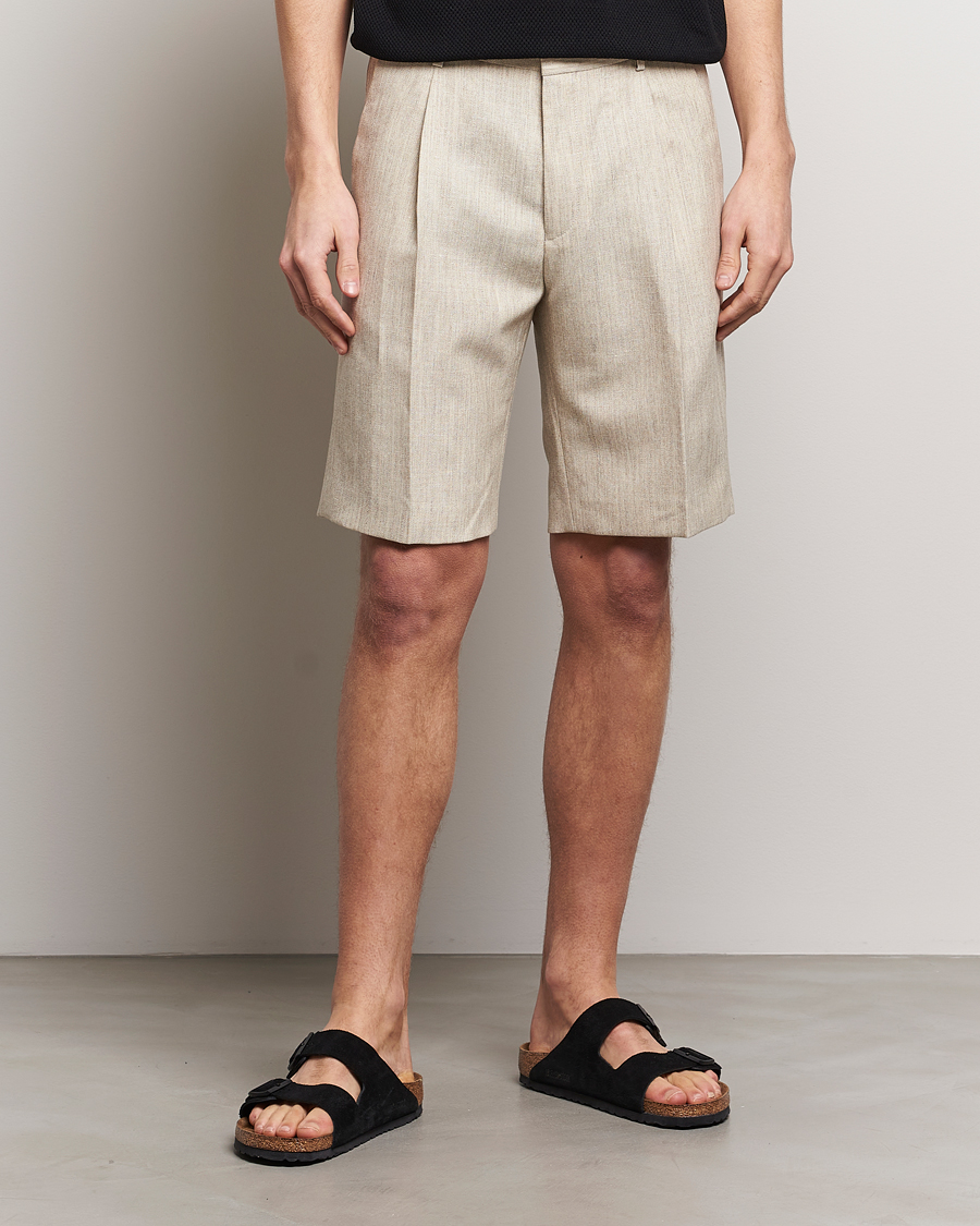 Heren | Linnen shorts | Tiger of Sweden | Tulley Wool/Linen Canvas Shorts Natural White