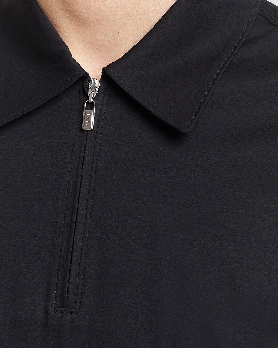Heren | Polo's | Tiger of Sweden | Laron Mercerized Cotton Half Zip Polo Black