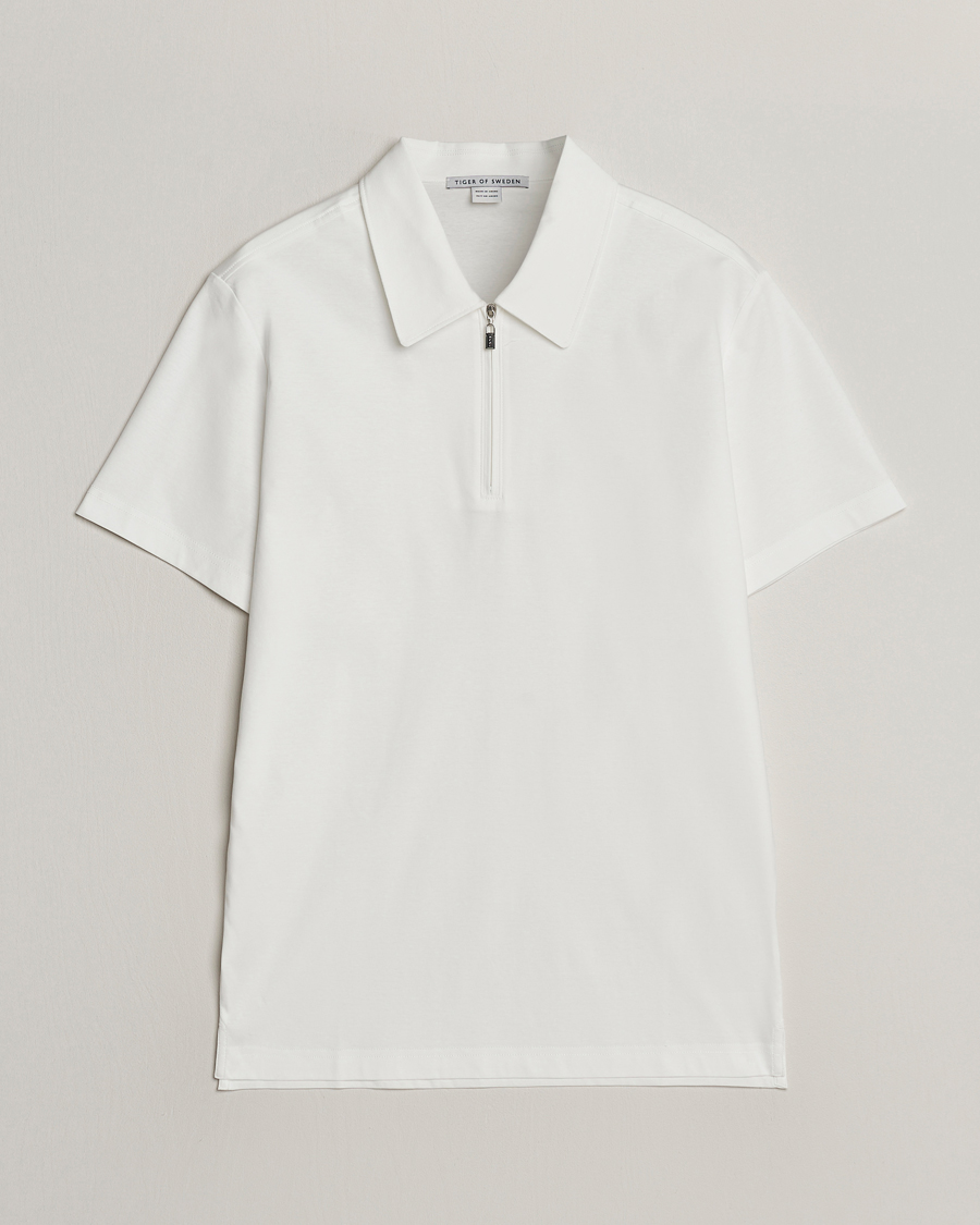 Heren | Polo's | Tiger of Sweden | Laron Mercerized Cotton Half Zip Polo Summer Snow