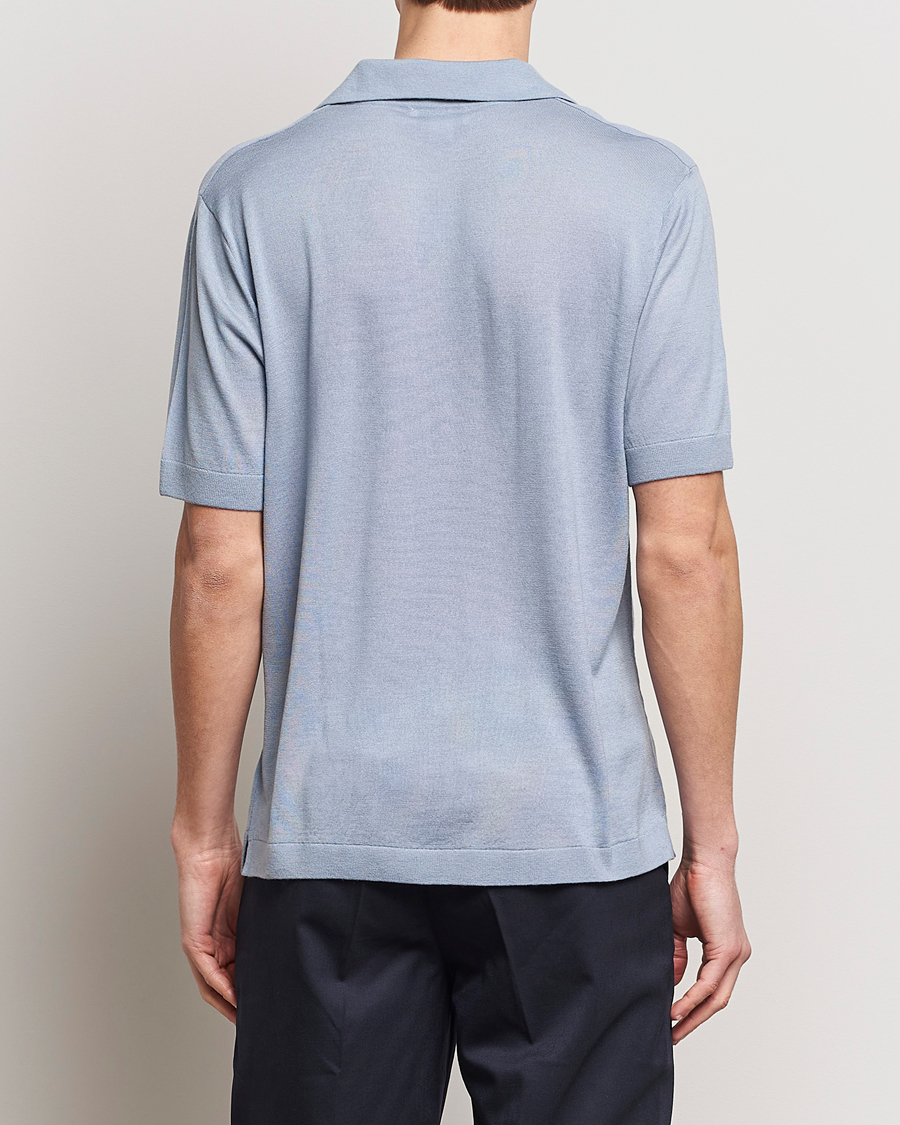 Heren | Polo's | Tiger of Sweden | Beker Knitted Merino Open Collar Polo Polar Blue