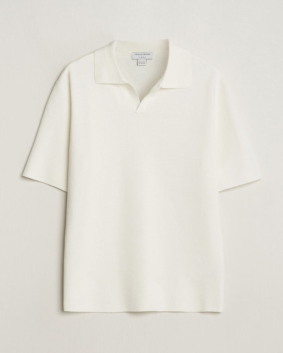 Heren | Polo's | Tiger of Sweden | Maelon Linen/Cotton Knitted Polo Summer Snow