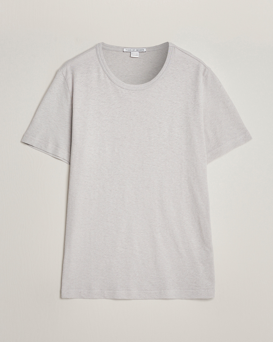 Heren | T-shirts | Tiger of Sweden | Olaf Cotton/Linen Crew Neck T-Shirt Granite
