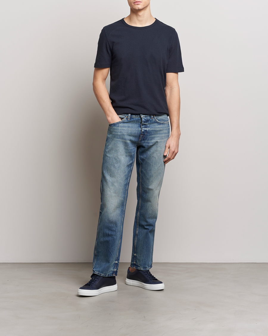 Heren | T-shirts | Tiger of Sweden | Olaf Cotton/Linen Crew Neck T-Shirt Light Ink