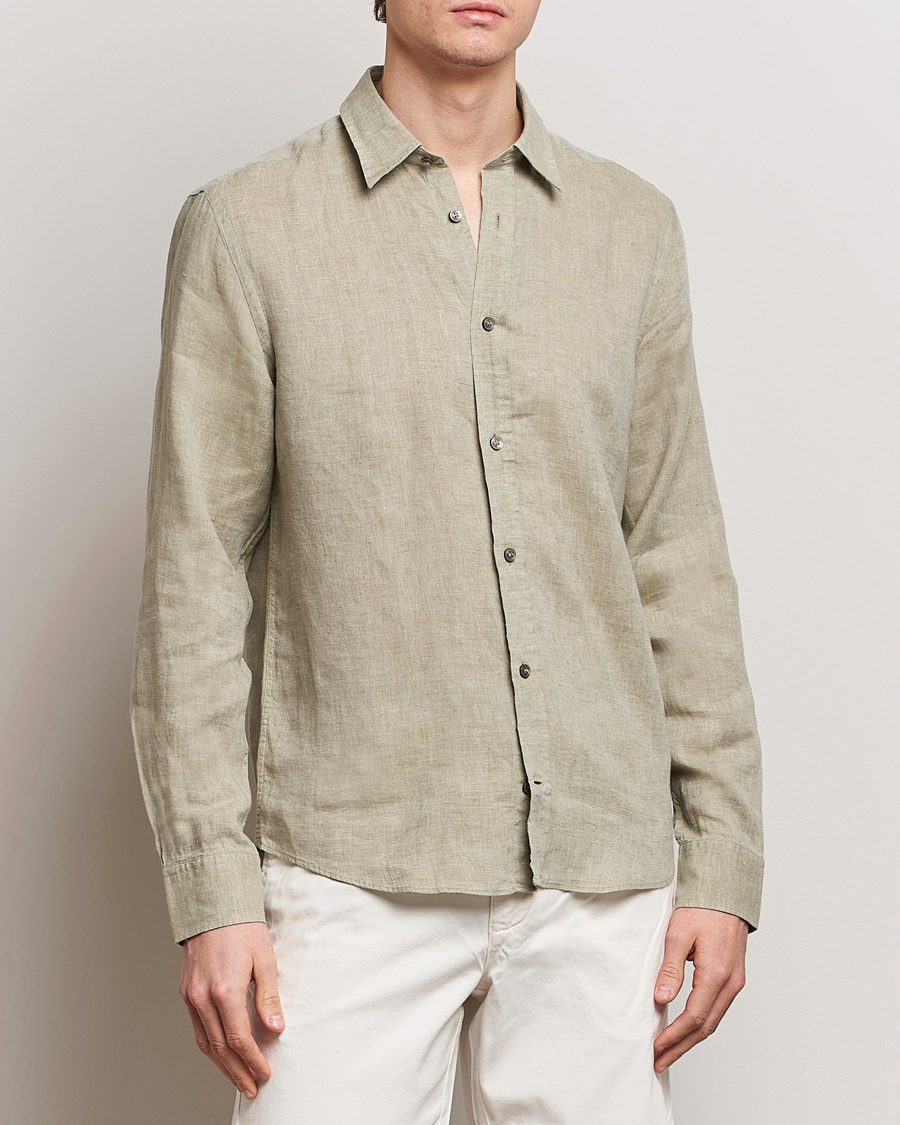 Heren | Overhemden | Tiger of Sweden | Spenser Linen Shirt Olive Green