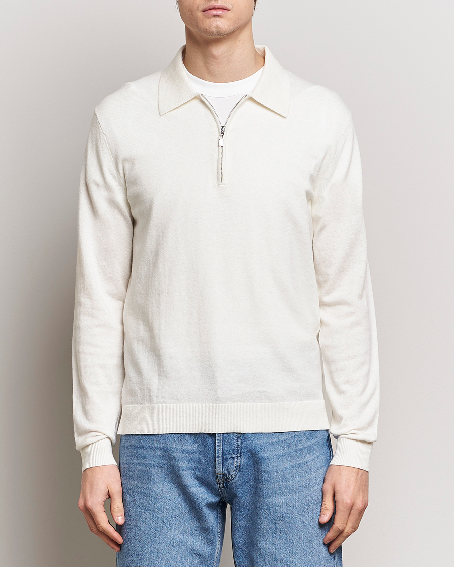 Heren | Truien | Tiger of Sweden | Orbit Wool/Cotton Half Zip Summer Snow