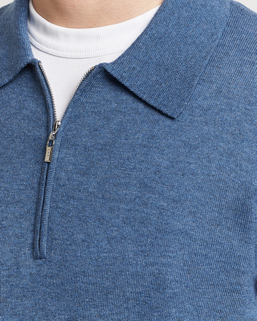 Heren | Truien | Tiger of Sweden | Orbit Wool/Cotton Half Zip Thunder Blue
