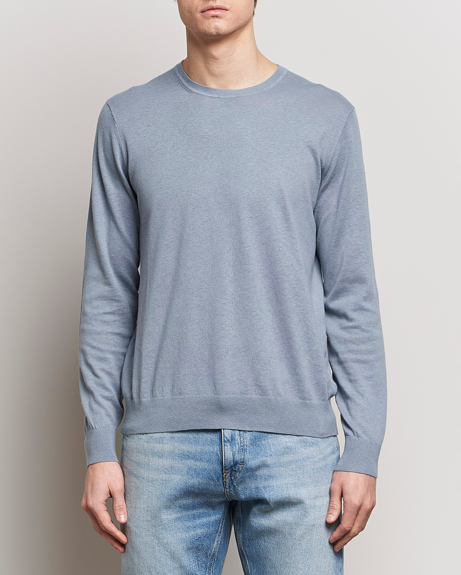 Heren | Truien | Tiger of Sweden | Michas Cotton/Linen Knitted Sweater Polar Blue