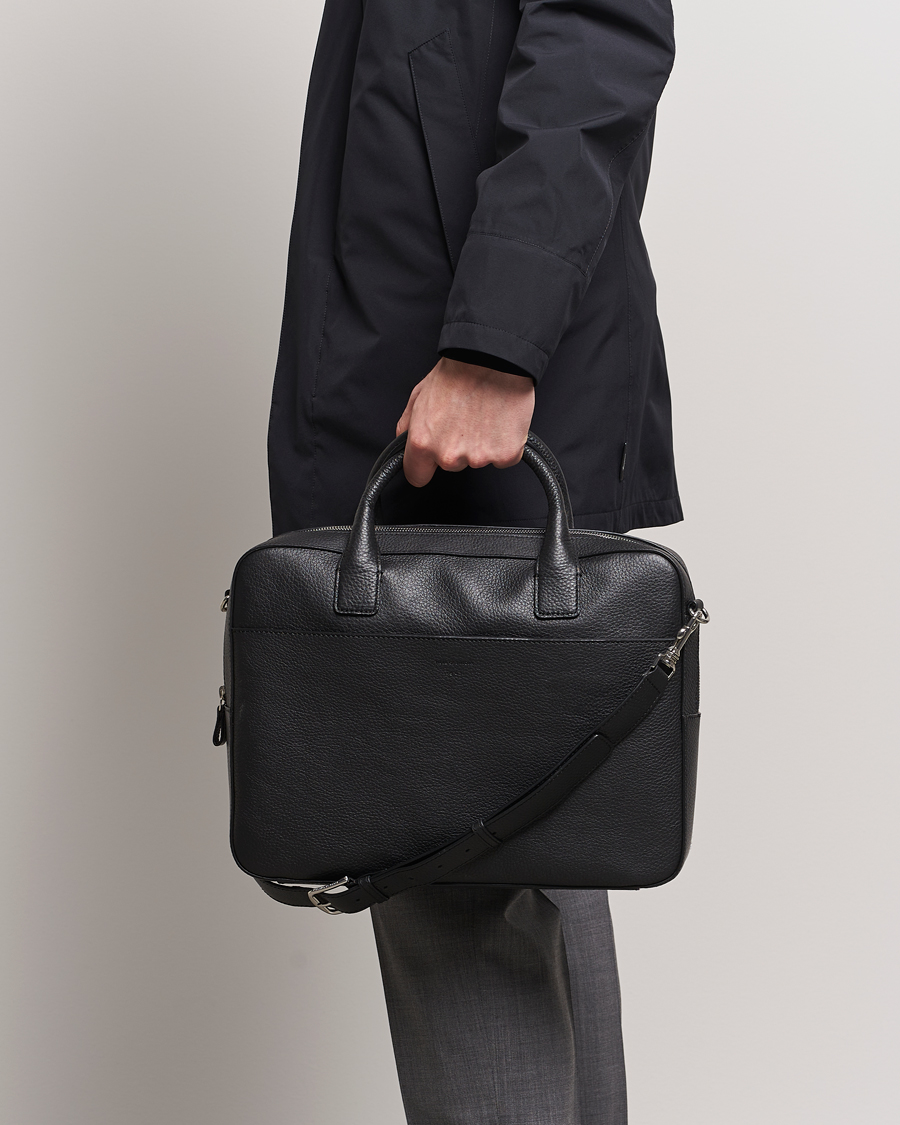 Heren | Business & Beyond | Tiger of Sweden | Capa Grained Leather Briefcase Black