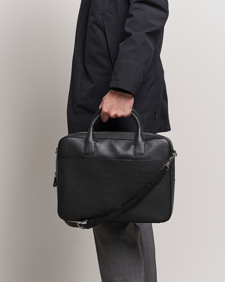 Heren | Aktetassen | Tiger of Sweden | Capa Grained Leather Briefcase Black