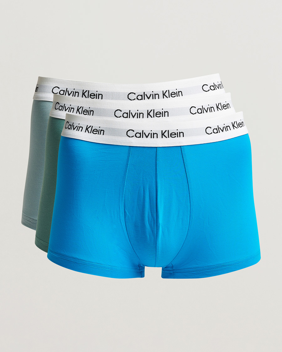 Heren | Ondergoed | Calvin Klein | Cotton Stretch Trunk 3-pack Blue/Dust Blue/Green