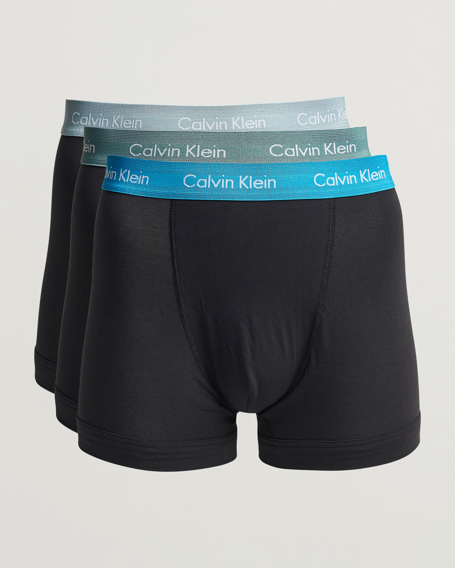 Heren | Ondergoed | Calvin Klein | Cotton Stretch Trunk 3-pack Blue/Dust Blue/Green