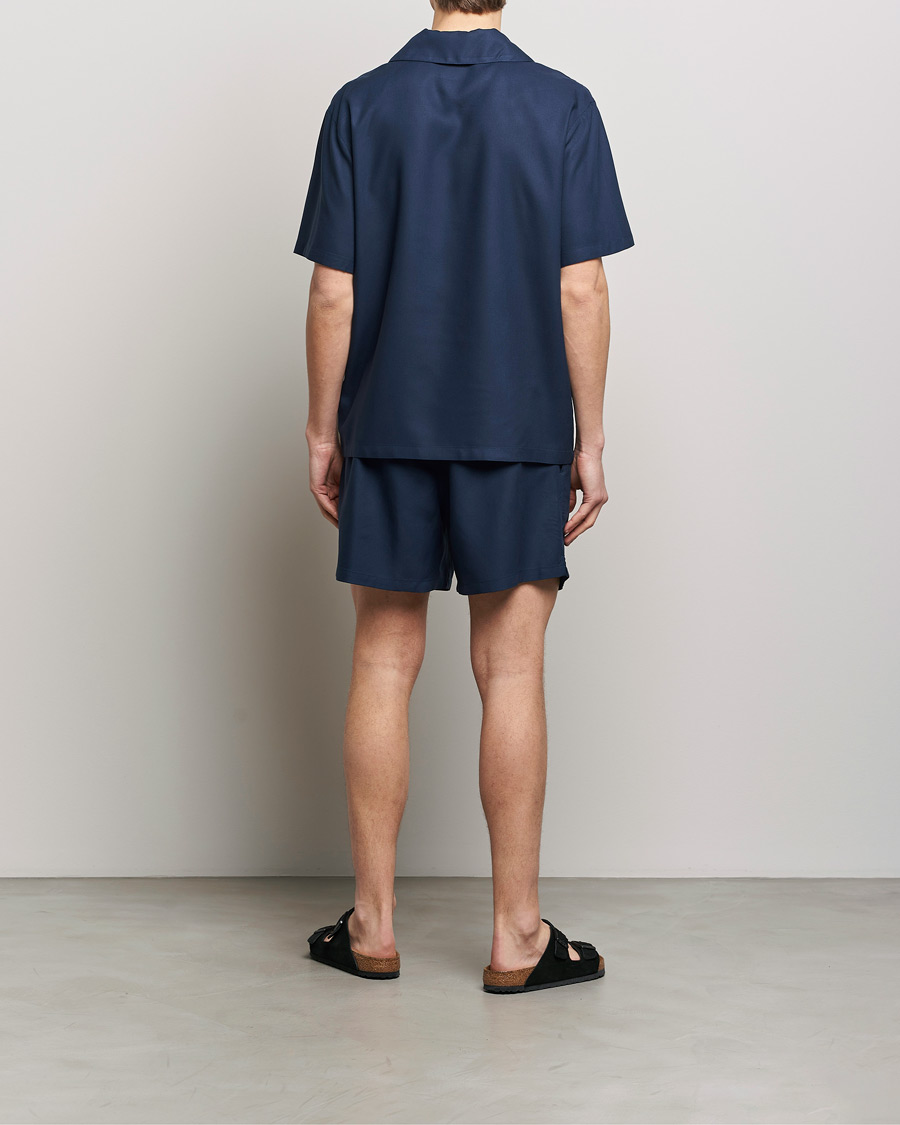 Men | Pyjamas & Robes | Calvin Klein | Viscose Short Sleeve Pyjama Set Blue Shadow
