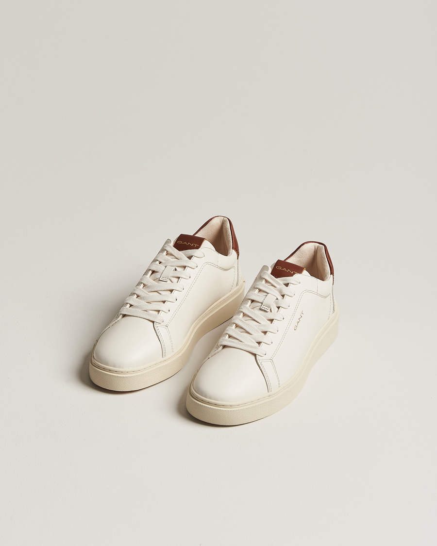 Heren | GANT | GANT | Mc Julien Leather Sneaker Off White/Cognac