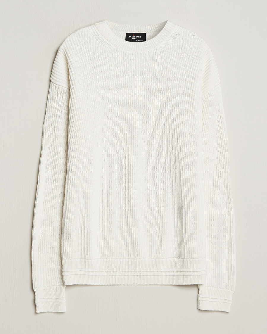 Heren | Truien | Kiton | Cotton/Silk Rib Pullover Off White