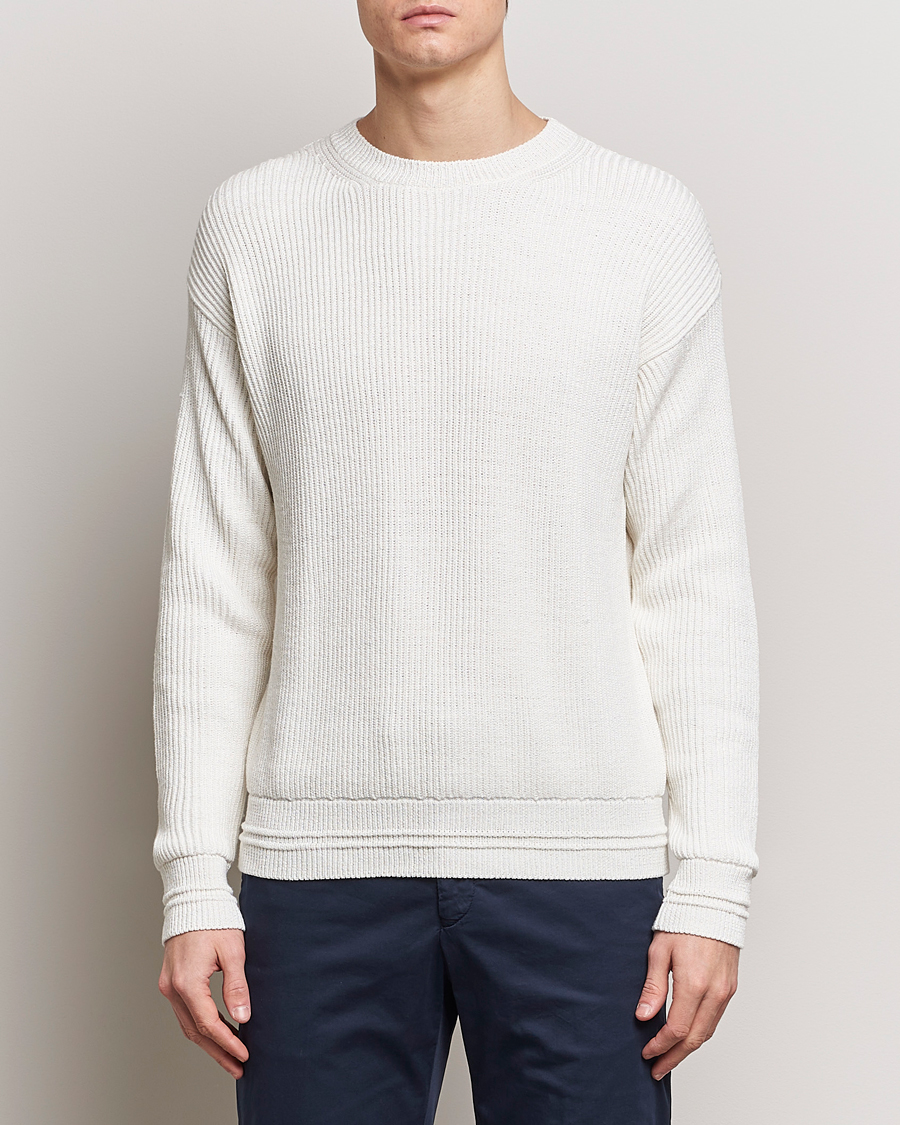 Heren |  | Kiton | Cotton/Silk Rib Pullover Off White