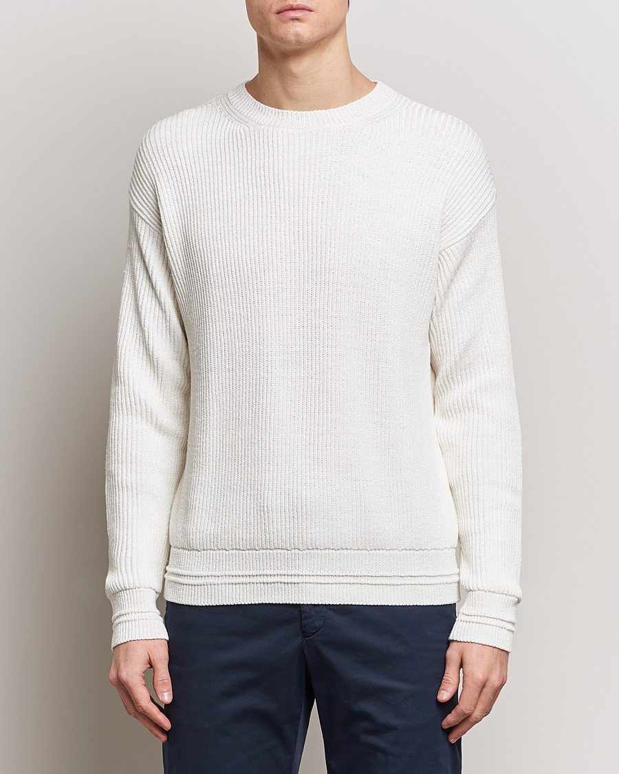 Heren | Quiet Luxury | Kiton | Cotton/Silk Rib Pullover Off White