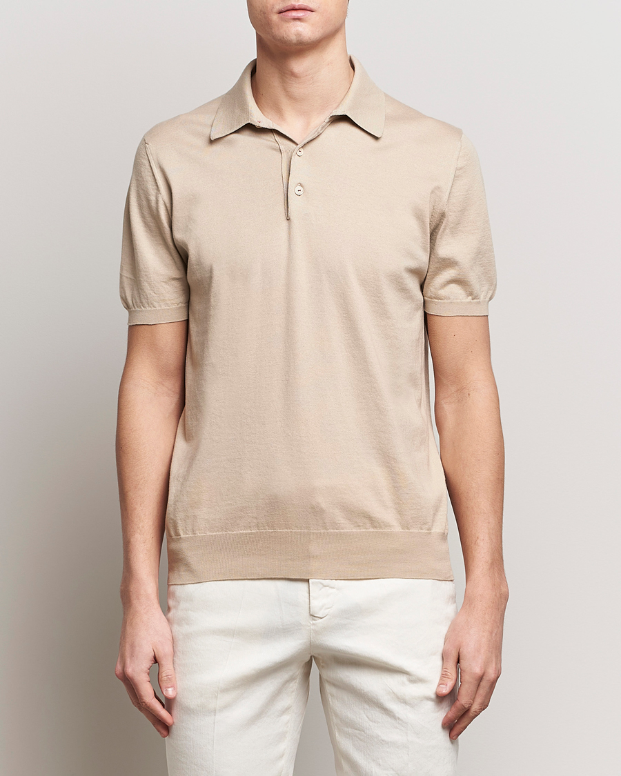 Heren | Quiet Luxury | Kiton | Sea Island Cotton Polo Beige