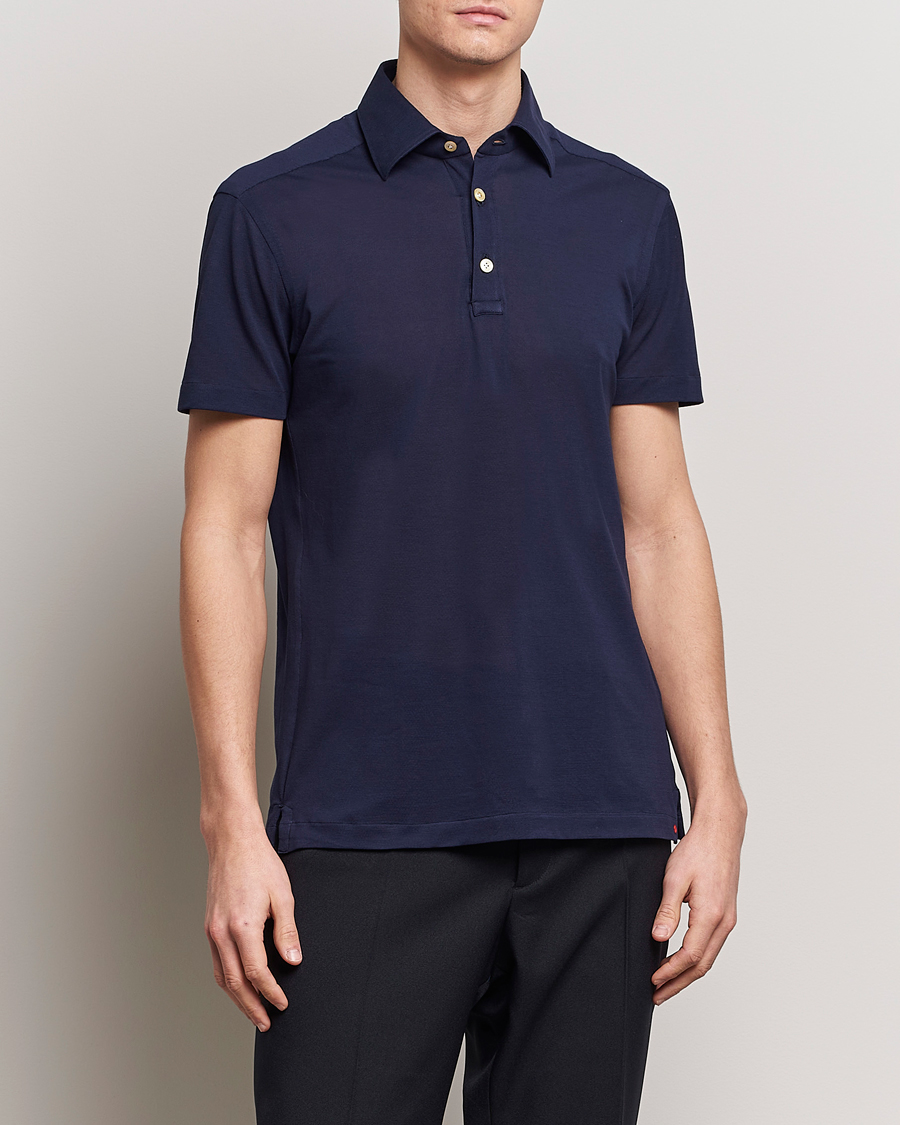 Heren |  | Kiton | Short Sleeve Jersey Polo Navy