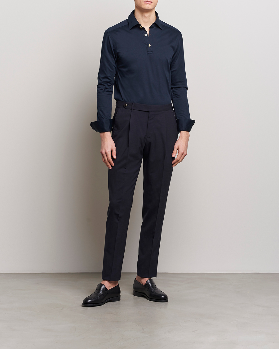 Heren | Overhemden | Kiton | Popover Shirt Navy