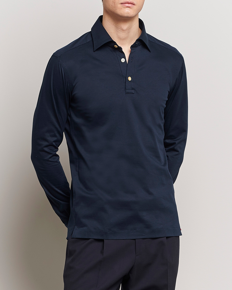 Heren | Poloshirts | Kiton | Popover Shirt Navy